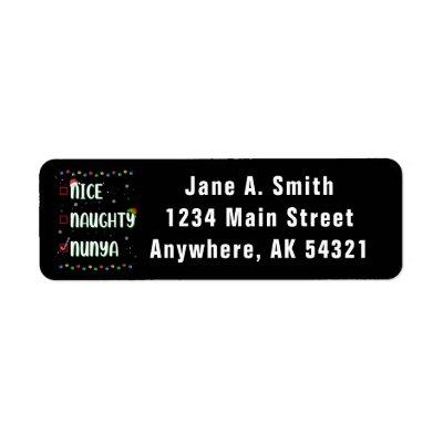 Naughty Nice Nunya Business Santa’s Xmas List Fun Label