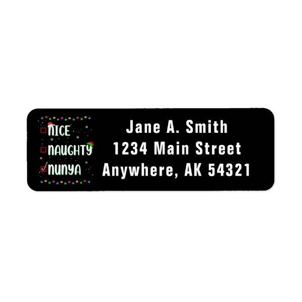 Naughty Nice Nunya Business Santa’s Xmas List Fun Label