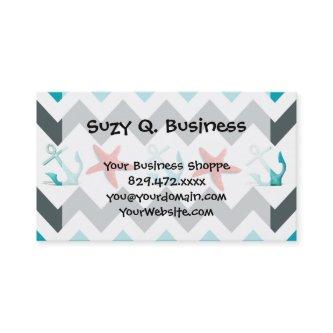 Nautical Beach Theme Chevron Anchors Starfish