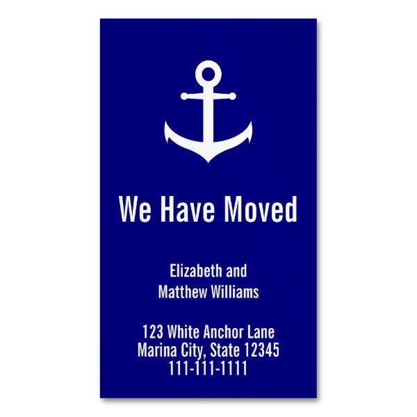 Nautical Blue and White Anchor Moving Announcement  Magnet
