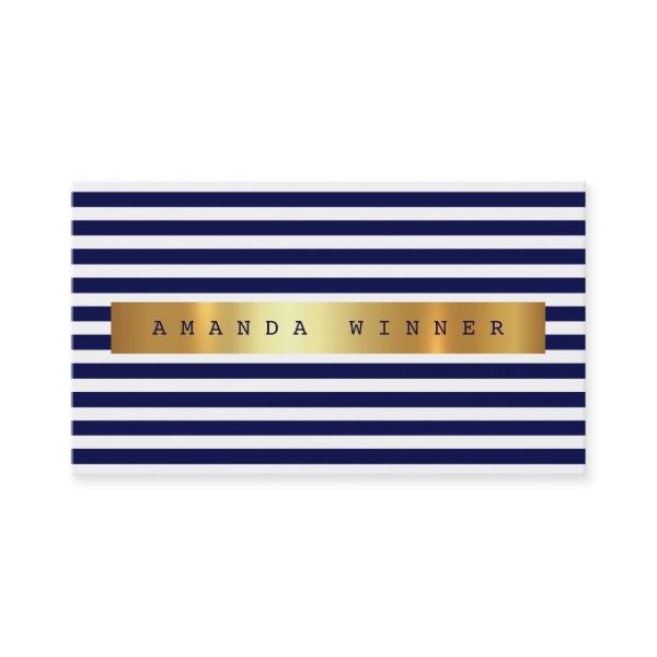 Nautical Blue Marine White Stripes Vip Golden Glam