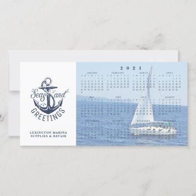 Nautical Business 2021 Calendar SEAS AND GREETINGS Holiday Card