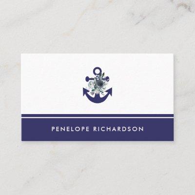 Nautical Flowers | Navy Blue Floral Anchor