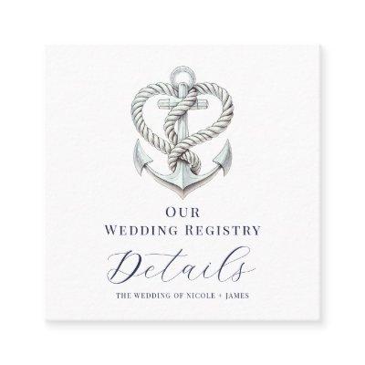 Nautical Heart Rope Anchor Wedding Registry QR  Square