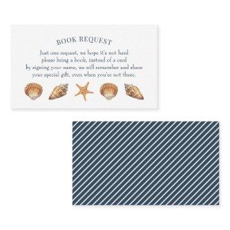 Nautical Navy Blue Baby Shower Book Request Card