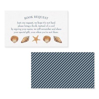 Nautical Navy Blue Baby Shower Book Request Card