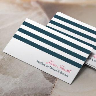 Nautical Navy Blue Stripes Mommy Calling Card