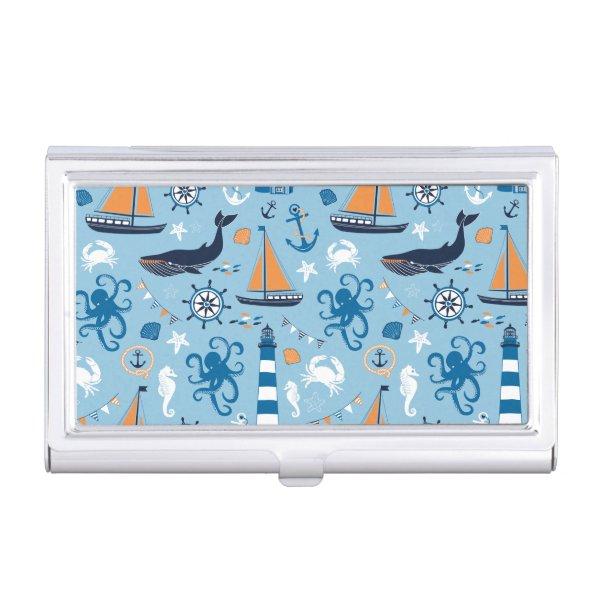 Nautical Ocean Blue and Orange  Holder