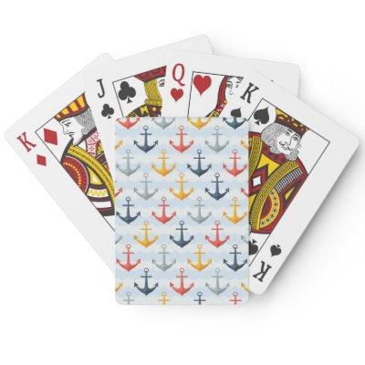 Nautical Pattern with Anchors Poker Cards