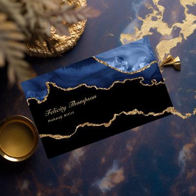 Navy and Gold Agate Precious Stone QR Code