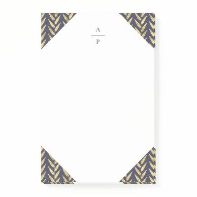 Navy and Gold Leaf Monogrammed Post-it Notes