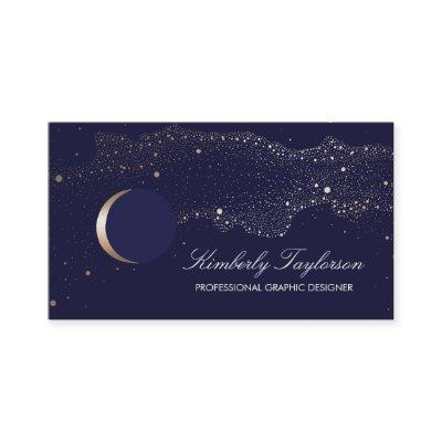 Navy and Gold Night Stars Crescent Moon Modern