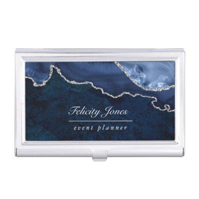 Navy and Silver Agate Precious Stone   Case