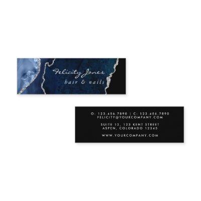 Navy and Silver Agate Precious stone Mini