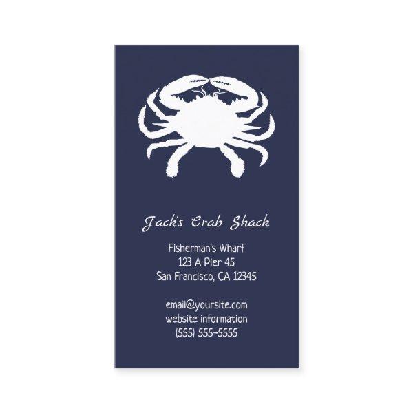 Navy and White Crab Silhouette Seafood Restaurant