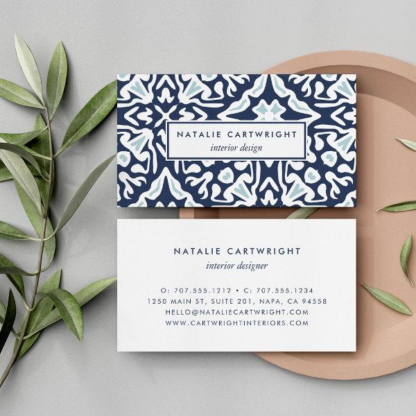 Navy and White Mediterranean Pattern