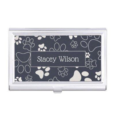 Navy And White Paw Print Pattern  Case