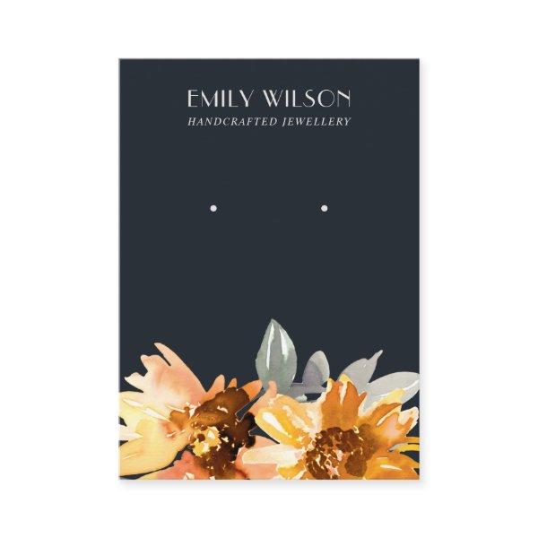 NAVY AUTUMN FALL SUNFLOWER STUD EARRING DISPLAY