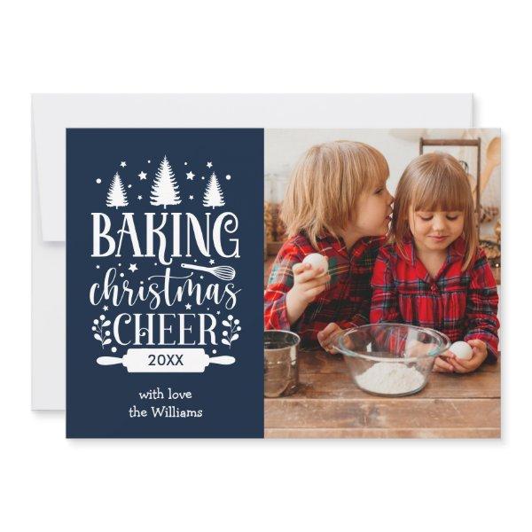 NAVY | BAKING CHRISTMAS CHEER SINGLE PHOTO HOLIDAY CARD