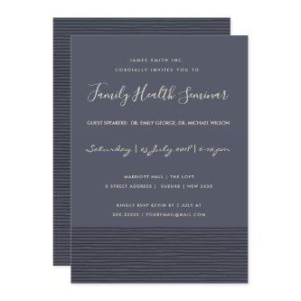 NAVY BLACK SKETCH STRIPE LINE TALK SEMINAR EVENT INVITATION