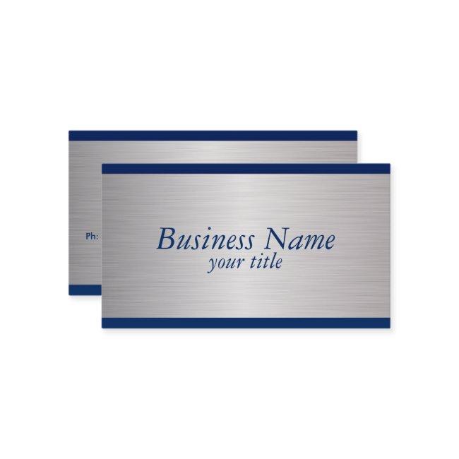 Navy Blue and Brush Silver Steel Design