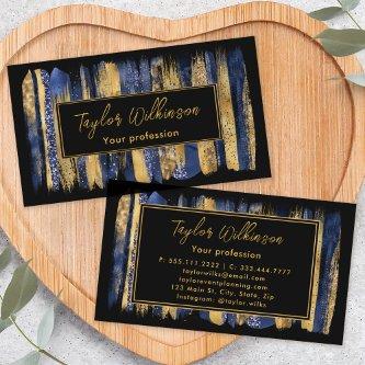 Navy Blue and Gold Brush Strokes