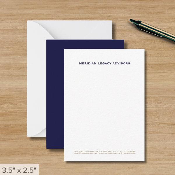 Navy Blue and Gold Business Note Card