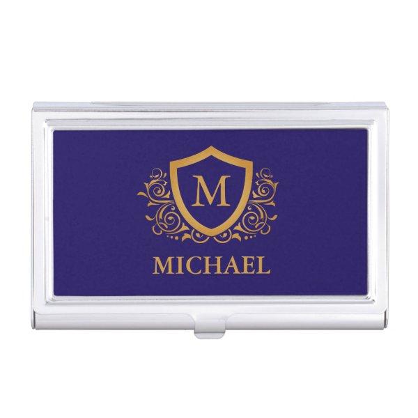 Navy Blue and Gold Personalized Monogram Name  Case