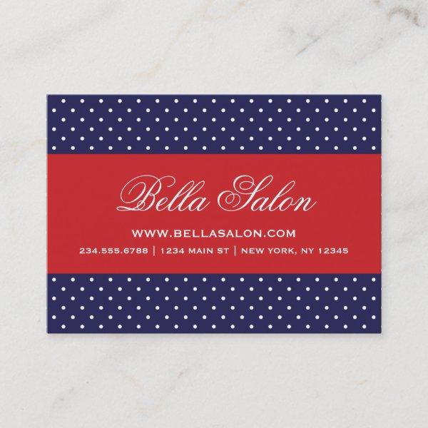 Navy Blue and Red Cute Modern Polka Dots