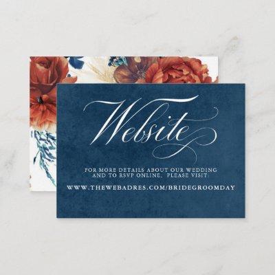 Navy Blue and Terracotta Floral Wedding Website