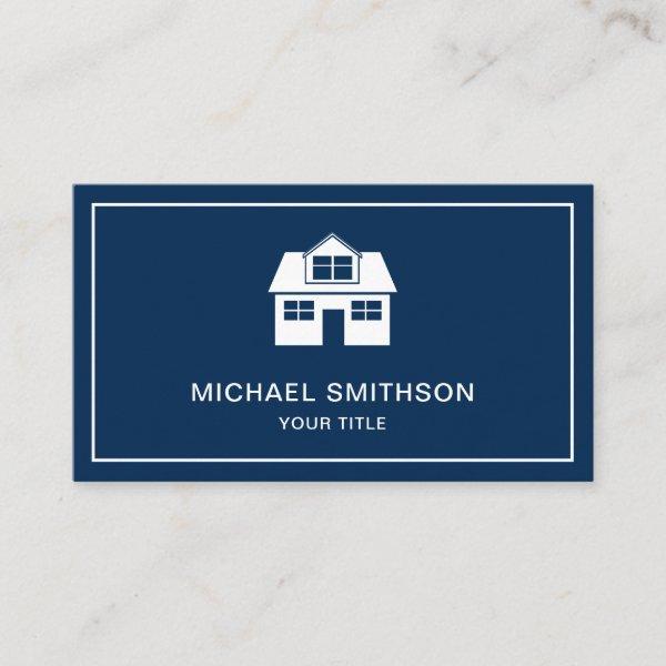 Navy Blue and White Home Icon Real Estate Agent