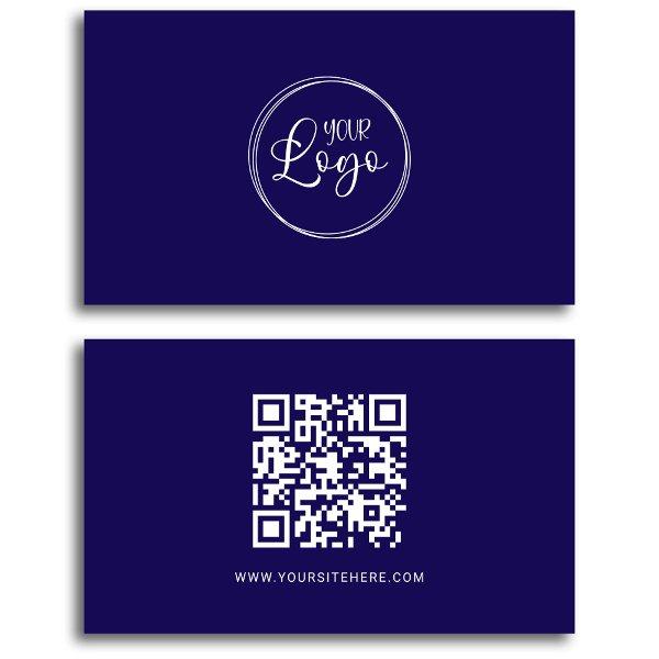 Navy Blue and White Logo Minimalist QR Code