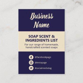 Navy Blue & Beige Soap Scent Ingredients List