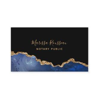 Navy Blue Black Gold Foil Agate Notary Public