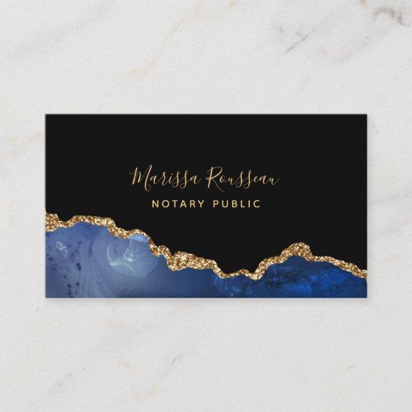 Navy Blue Black Gold Foil Agate Notary Public