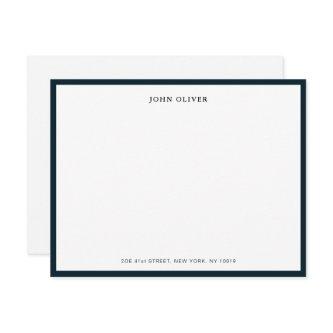 Navy blue border Formal Note Card
