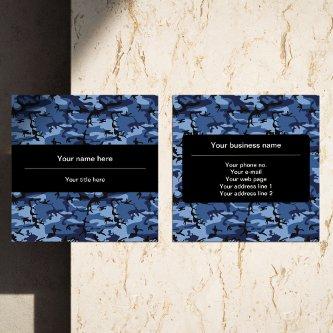 Navy Blue Camouflage, Military Pattern, Army Square