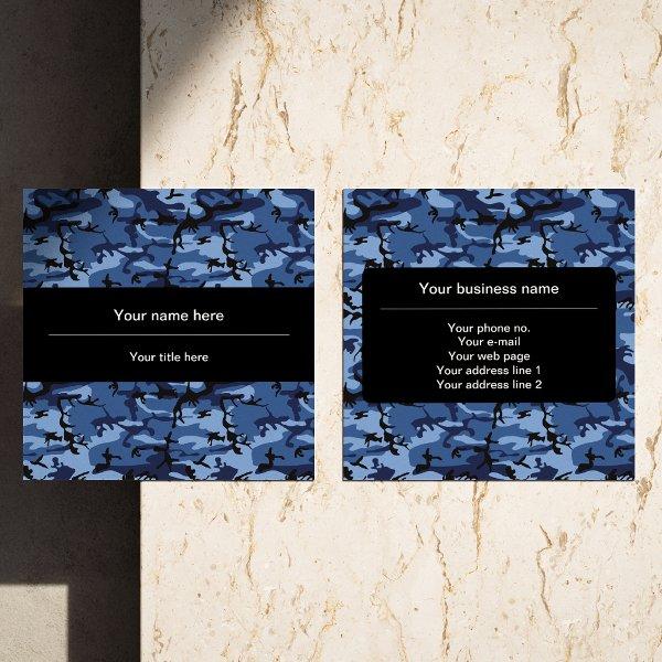 Navy Blue Camouflage, Military Pattern, Army Square