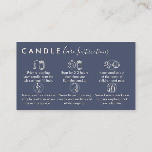 Navy Blue Candle Care Instructions