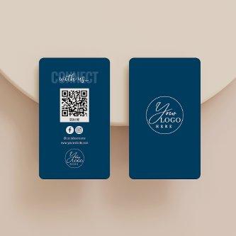 Navy Blue Connect With Us Social Media QR Code