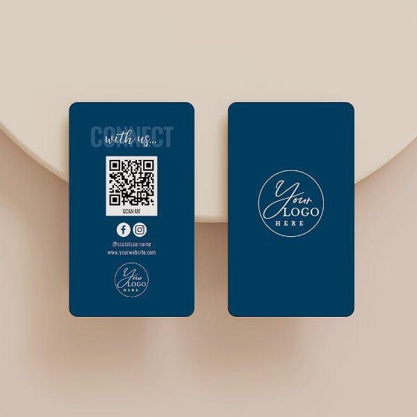 Navy Blue Connect With Us Social Media QR Code
