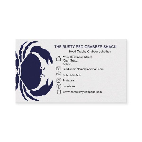 Navy Blue Crab Seafood Black White Simple Nautical