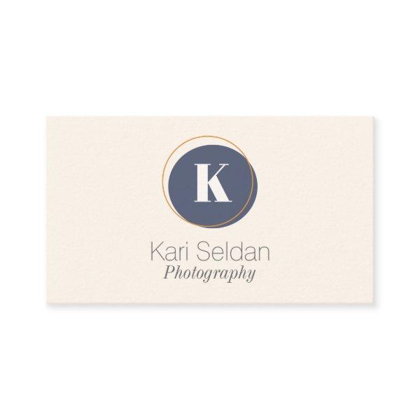 Navy Blue Cream Minimalist Monogram