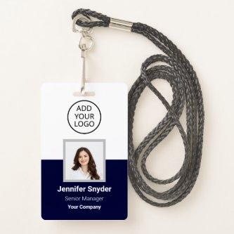 Navy Blue, Employee Photo ID w/ QR Code, Company Badge