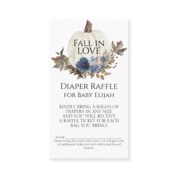 Navy Blue Floral Fall White Pumpkin Diaper Raffle