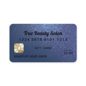 Navy Blue Glitter Credit Card Gift Certificate