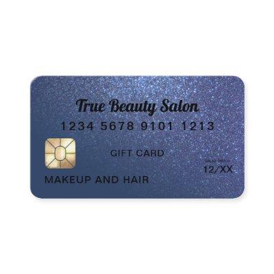Navy Blue Glitter Credit Card Gift Certificate