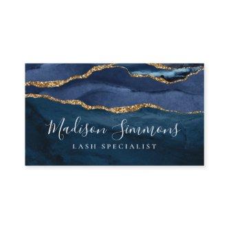 Navy Blue Gold Agate Geode Monogram Girly Script