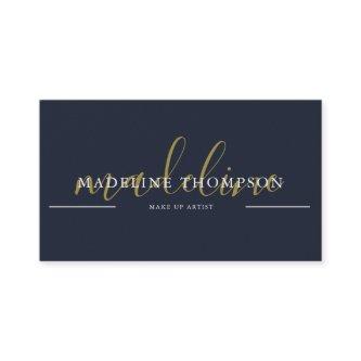 Navy Blue Gold Calligraphy Script QR code