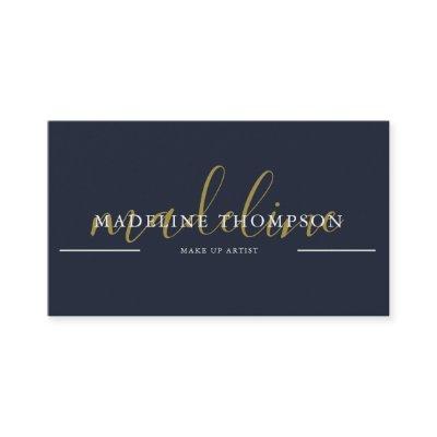 Navy Blue Gold Calligraphy Script QR code